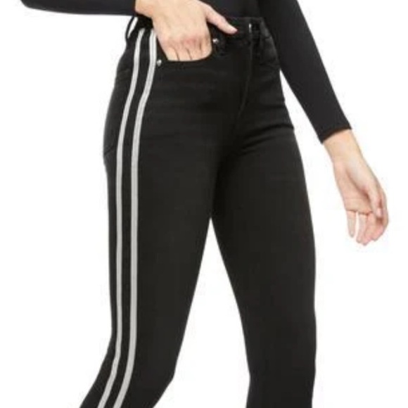 Good American Good Legs Athletic Stripe Jeans in Black Size 6/28 - Picture 11 of 11
